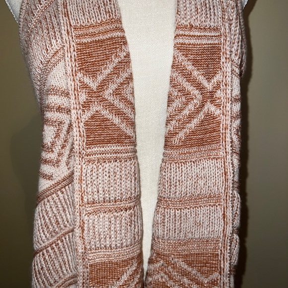 multiples  Open Front Long Cardigan Sweater Vest  Size M orange Aztec Sleeveless - Picture 5 of 11